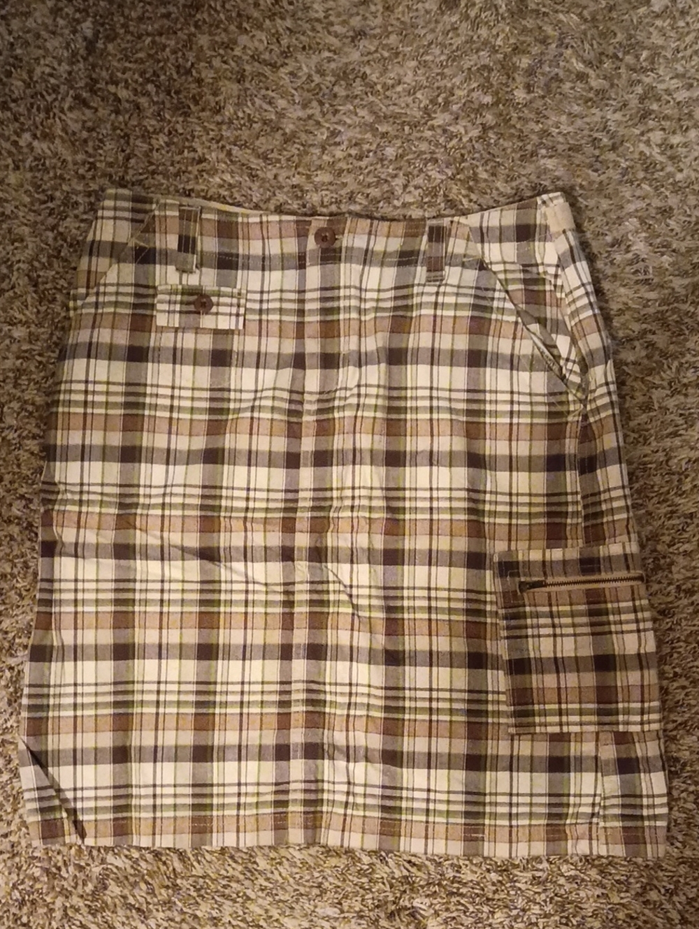 Willie Smith Plaid Mini Skirt in Brown and Cream Sz 10